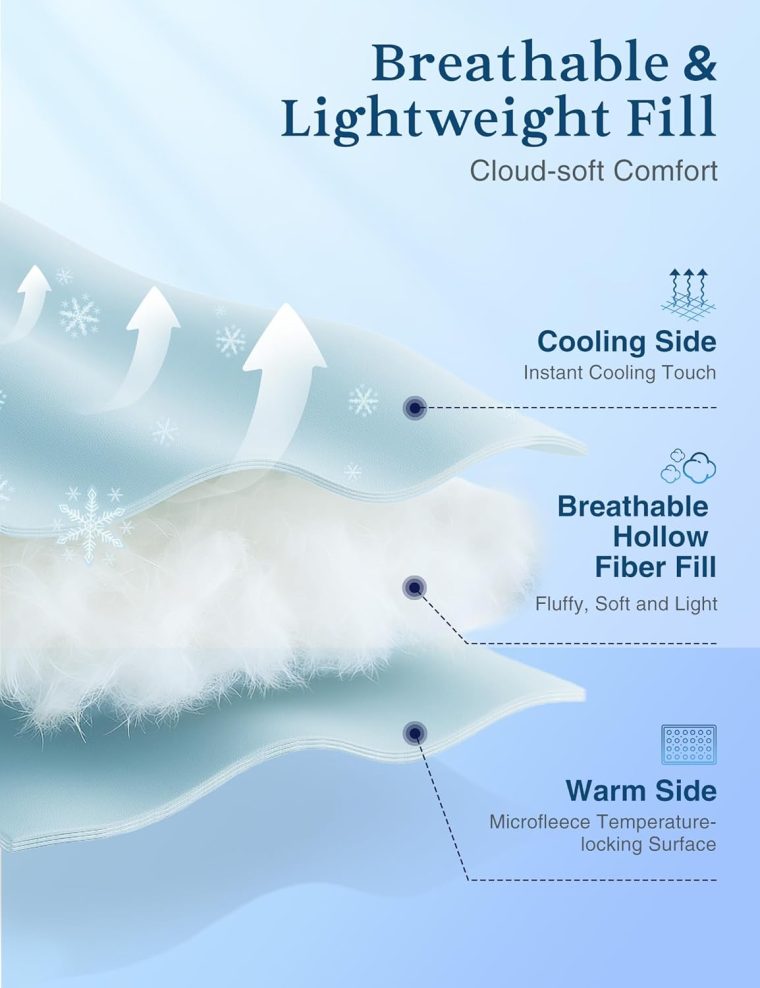 ZonLi Cooling Blanket for Hot Sleepers, 90"x90" Queen Size, Q-Max 0.5 Lightweight Cool Touch Breathable Summer Blanket for Night Sweats, All-Season Cold Blankets, Creamy Beige - Image 4
