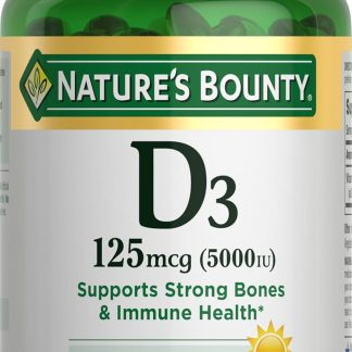 Nature's Bounty Vitamin D3 5000 IU Softgels, Rapid Release, Immune Support, Vitamin D Supplements, 240 Ct