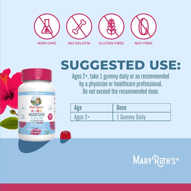 MaryRuth Organics Kids Magnesium Citrate Gummies by MaryRuth's | 2 Month Supply | Sugar-Free | Calm Magnesium Gummies for Kids 2+ | Bone Health | Calcium Absorption | Vegan | 60 Count - Image 3