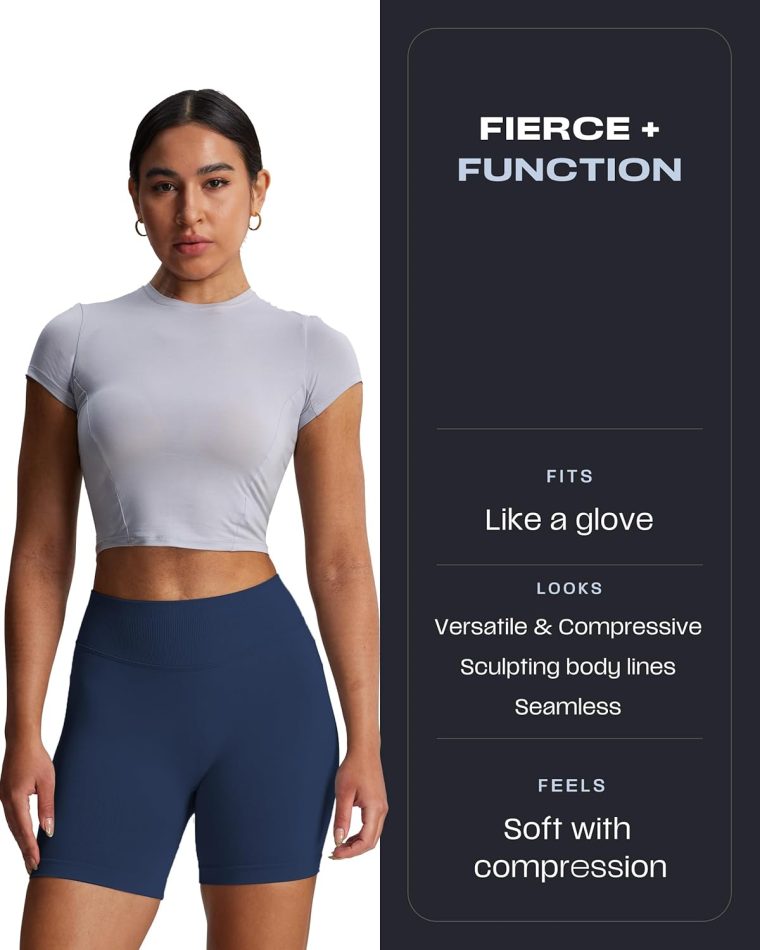 Aoxjox Impact Seamless Workout Biker Shorts for Women Hidden Scrunch Low/High Waisted Athletic Running Yoga Short 4.5"/5" - Image 3