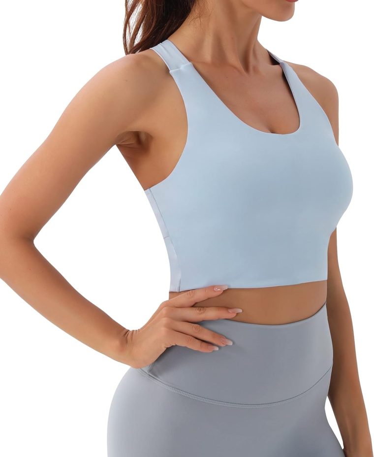 Sports Bras for Women Criss-Cross Back Padded Workout Tank Tops Medium Support Crop Tops for Women - Image 3