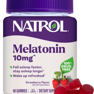 Natrol Melatonin Gummies, Sleep Support, 90 Strawberry-Flavored Adult Melatonin Gummies, 10 mg Sleep Aids for Adults