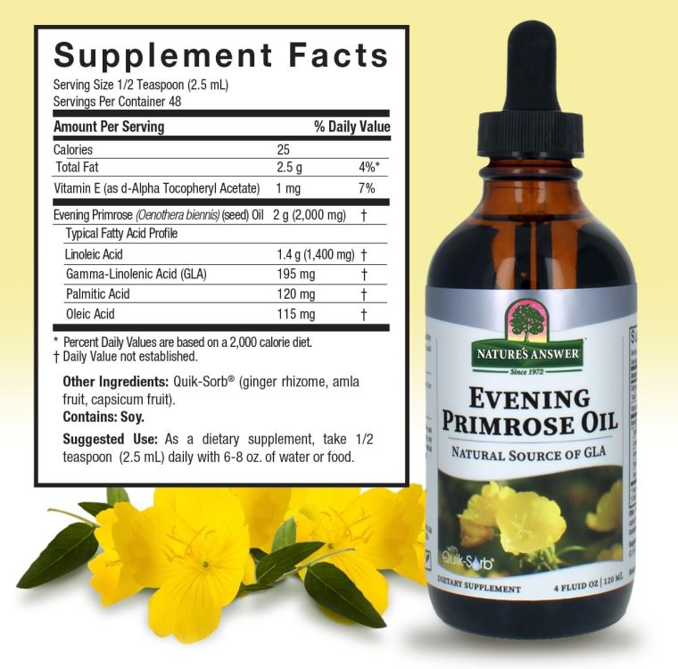 Nature's Answer Liquid Evening Primrose Oil 4oz Liquid | Cold Pressed | Essential All Natural Moisturizer for Hair, Skin, Nails | Rosacea Psoriasis Eczema Relief | Single Count - Image 3