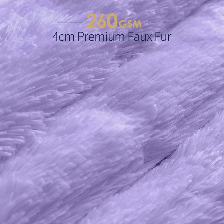 Mr. Sandman Faux Fur 15 Pound Weighted Blanket Queen Size, Luxury Elegant Long Fur Weighted Blanket Throw for Bed Sofa, Super Soft Warm Sherpa Reverse Heavy Blanket Throw - 60"×80", Light Purple - Image 3