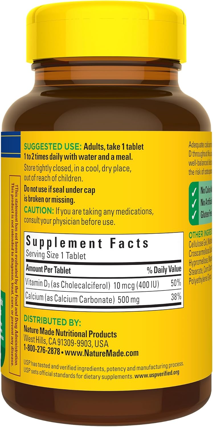 Nature Made Calcium 500 mg with Vitamin D3, Dietary Supplement for Bone Support, 130 Tablets - Image 9