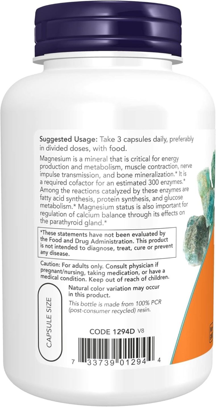 NOW Supplements, Magnesium Citrate, Enzyme Function*, Nervous System Support*, 120 Veg Capsules - Image 3