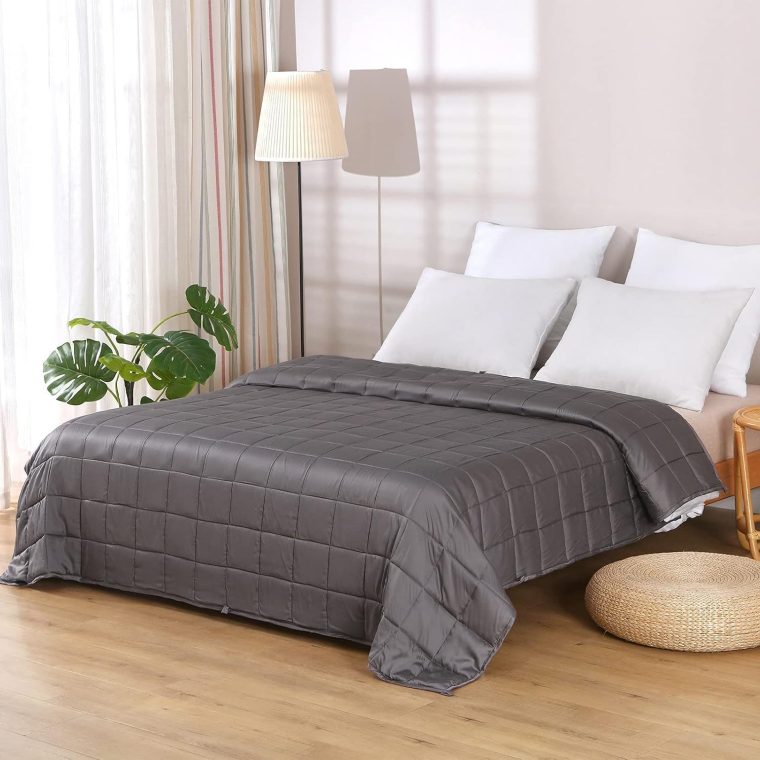 ZonLi Cooling Weighted Blanket (60"x80", 20lbs, Grey), Queen Size Bamboo-Derived Rayon Weighted Blanket for Adults, High Breathability Heavy Blanket, Soft Material with Premium Glass Beads - Image 2