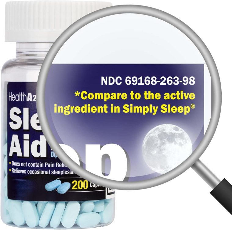 HealthA2Z Sleep Aid 200 Caplets | Diphenhydramine HCl 25mg | Regular Strength Sleeping Pills | Safe & Non-Habit-Forming - Image 2