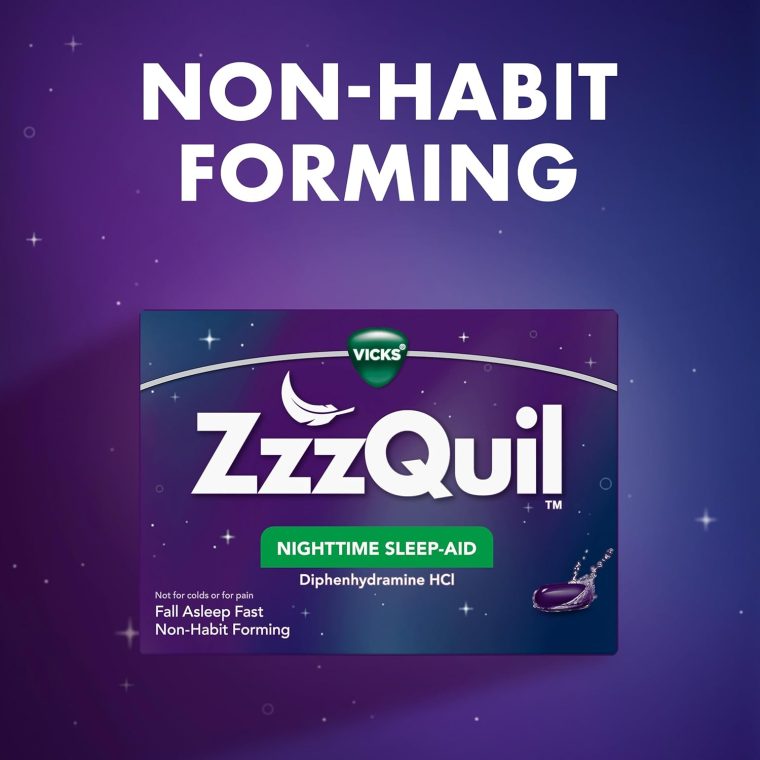 ZzzQuil LiquiCap Sleep Aid, Diphenhydramine 25mg HCl, Sleep Aids for Adults, Nighttime Sleep Aid, 72 LiquiCaps - Image 5