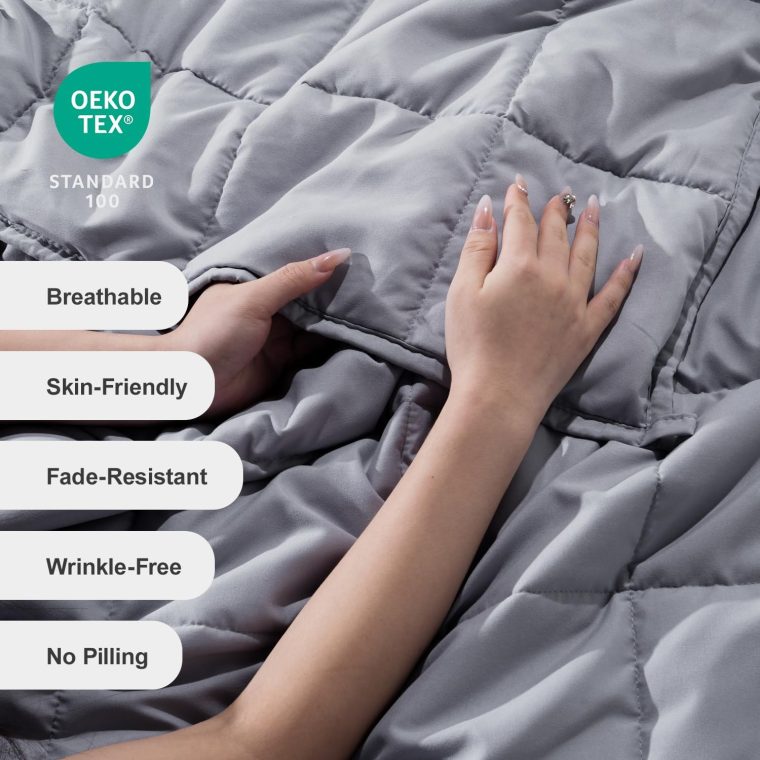 Lofus Weighted Blanket for Adults 15 lbs 48"x 72" Twin Size, Breathable All-Season Weighted Heavy Blankets, Soft Microfiber with Premium Glass Beads for Sleeping, Grey - Image 4