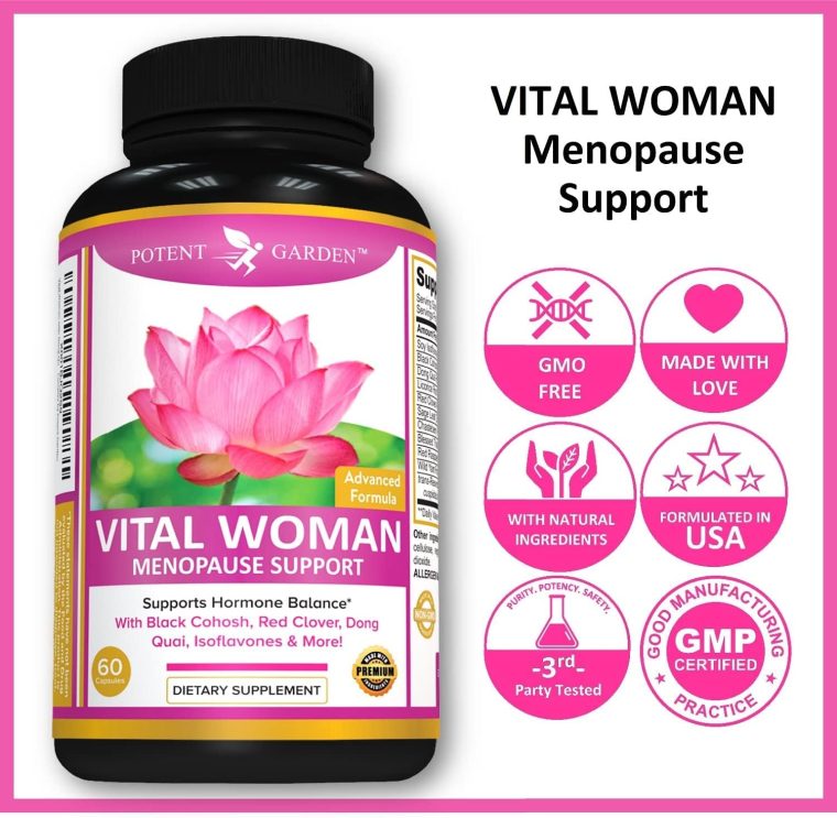 Potent Garden Menopause Relief Supplement with Black Cohosh, Soy Isoflavones, and Don Quai, Hot Flash Relief & Night Sweats Relief for Women, Non-GMO, 60 Capsules, 30 Servings - Image 5