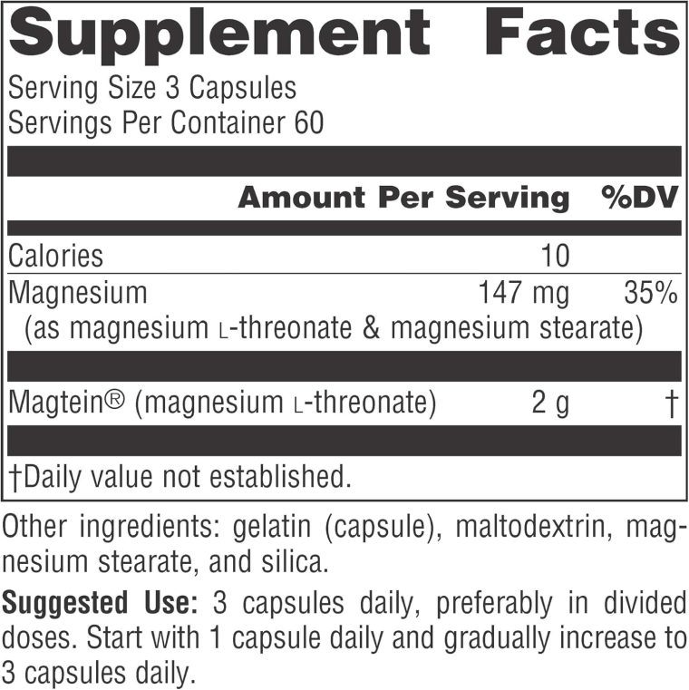 Source Naturals Magtein Magnesium L-Threonate 667mg Supports Focus, Mood, Healthy Memory, Cognitive Function, Sleep* - 90 Capsules - Image 5
