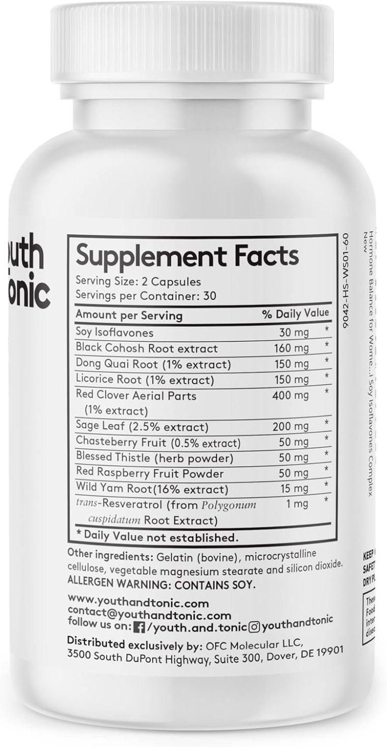 Youth & Tonic Menopause & PMS Support for Women Through Balanced Estrogen Metabolism – 90 Pills with DIM Black Cohosh Red Clover Dong Quai Soy Isoflavones - Image 4