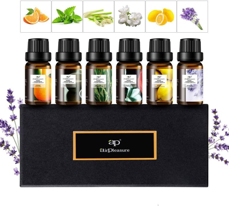 Refresh Essential Oils Set, 6x10ml Fragrance Oils Kit for Diffuser, Humidifier, Aromatherapy, Air Purifier - Orange, Breathe Easy, Citronella, Jasmine & Camellia, Lemon, Lavender