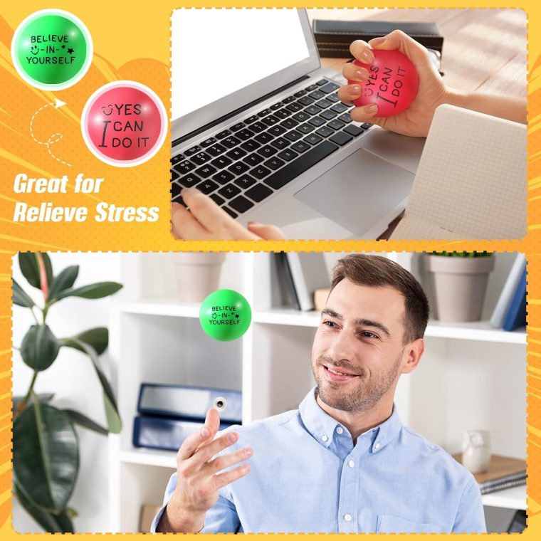 Shappy 100 Pcs Motivational Stress Balls Bulk 1.97 in Colorful Small Foam Inspirational Stress Relief Fidget Balls with Quotes, Drawstring Bag for Anxiety Relief - Image 5