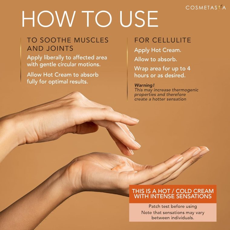 Cosmetasa Hot Cream Massage Gel - Natural and 87% Organic Cellulite Cream - Multi Use, Skin Toning Cream, Soothes Aches, for Sore Joints and Muscle (8.8 Ounce) - Image 3