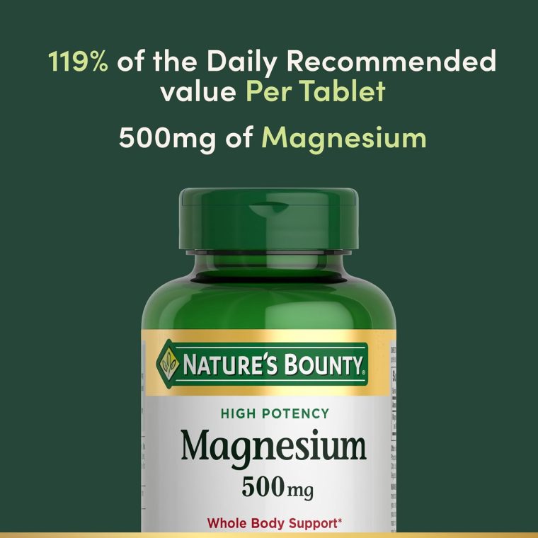 Nature's Bounty Magnesium Supplements - Magnesium 500 Mg Tablets for Bone & Muscle Health, 200 Count (Pack of 1) - Image 3