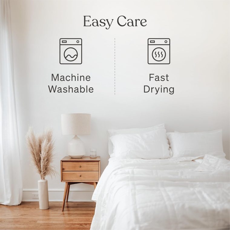 Baloo Weighted Blanket for Adults 20 lb (Pebble White, 60"x80") | Cool & 100% Cotton | Machine Washable & Dryer Safe | Glass Microbead Fill - Image 4