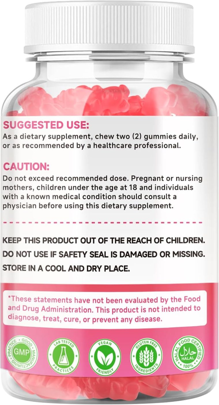 2 Pack Calcium Citrate Gummies 1000mg w/Vitamin D3, High Absorption Calcium Gummies for Women & Men, Plus Magnesium, Potassium, Zinc for Muscle & Immune, Raspberry Flavor, 120 Count - Image 9