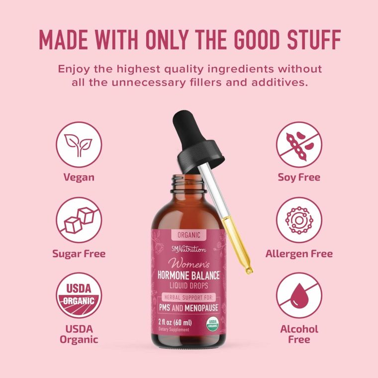 Hormone Balance Liquid Drops | with Black Cohosh, Stinging Nettle, Red Raspberry Leaf, Chasteberry & More | Menopause, Hot Flash, & PMS Relief Menstrual Herbal Support Tincture | Vegan Formula | 2oz - Image 5