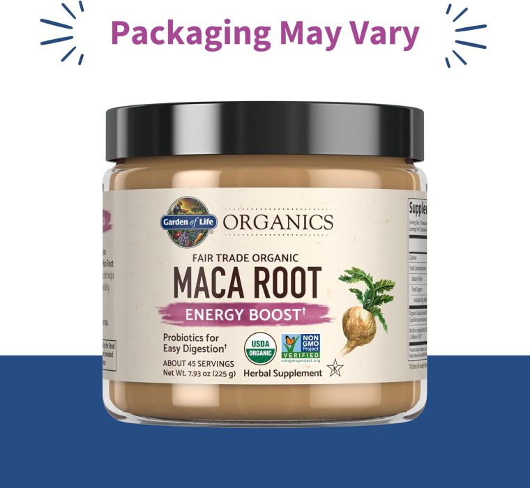 Garden of Life Organics Fair Trade Gelatinized Peruvian Maca Root Energy Boost 7.93 oz (225g) Powder with Probiotics, Certified Organic, Non-GMO, Vegan & Gluten Free Herbal Supplements - Image 2
