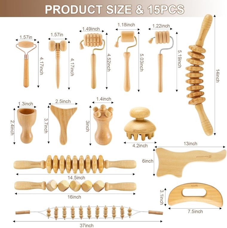 15 Pcs Wood Therapy Massage Tools Set Maderoterapia Kit Therapy Tools for Body Muscle Pain Relief Wooden Body Face Sculpting Tools Wood Roller Massager, Fascia Massage - Image 2