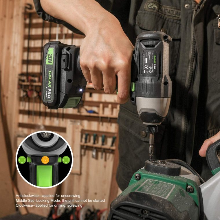 GALAX PRO Cordless Drill Driver/Impact Driver with 1pcs 1.3Ah Lithium-Ion Batteries, Charger Kit, 11pcs Accessories and Tool Bag - Image 5