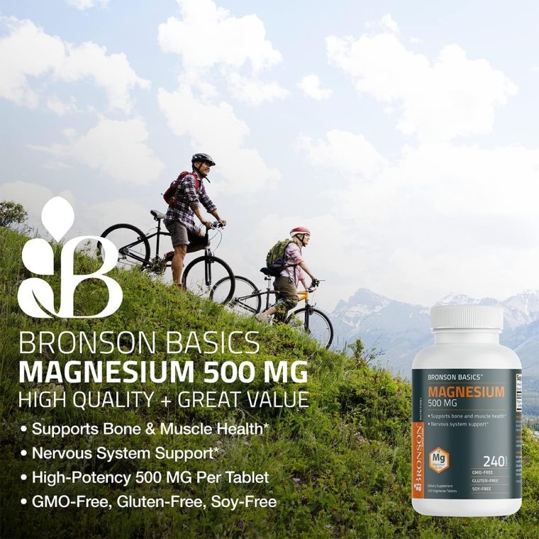 Bronson Magnesium 500 MG Supports Bone & Muscle Health & Nervous System Support - Non-GMO, 120 Vegetarian Tablets - Image 4