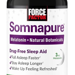 Force Factor Somnapure Drug-Free Sleep Aid for Adults for Occasional Sleeplessness with Melatonin & Valerian, Non-Habit-Forming Sleeping Pills, Fall Asleep Faster, Wake Up Refreshed, 60 Tablets