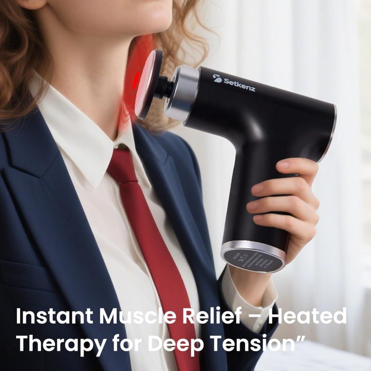Massage Gun with Heat and Cold Head – FSA HSA Eligible Deep Tissue Massager for Pain Relief – 10 Heads – Quiet, Portable, Hot & Cold Therapy – Muscle Recovery for All - Image 2