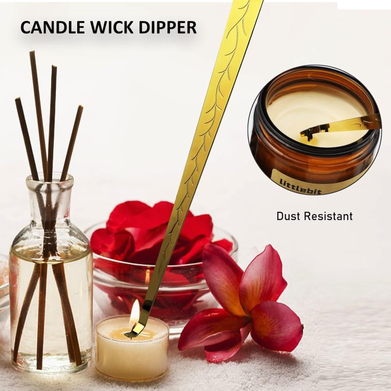 4 in 1 Candle Accessory Set, USB Rechargeable Lighter, Candle Wick Trimmer Cutter, Candle Snuffer & Candle Wick Dipper for Candle Aromatherapy Lover Gift, Stainless Steel Candle Care Kit (Golden) - Image 5