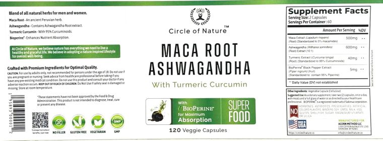 Maca Root, Ashwagandha Root Extract, Capsules for Men & Women with Turmeric Curcumin and Bioperine 120 Capsules Made in USA - Image 8