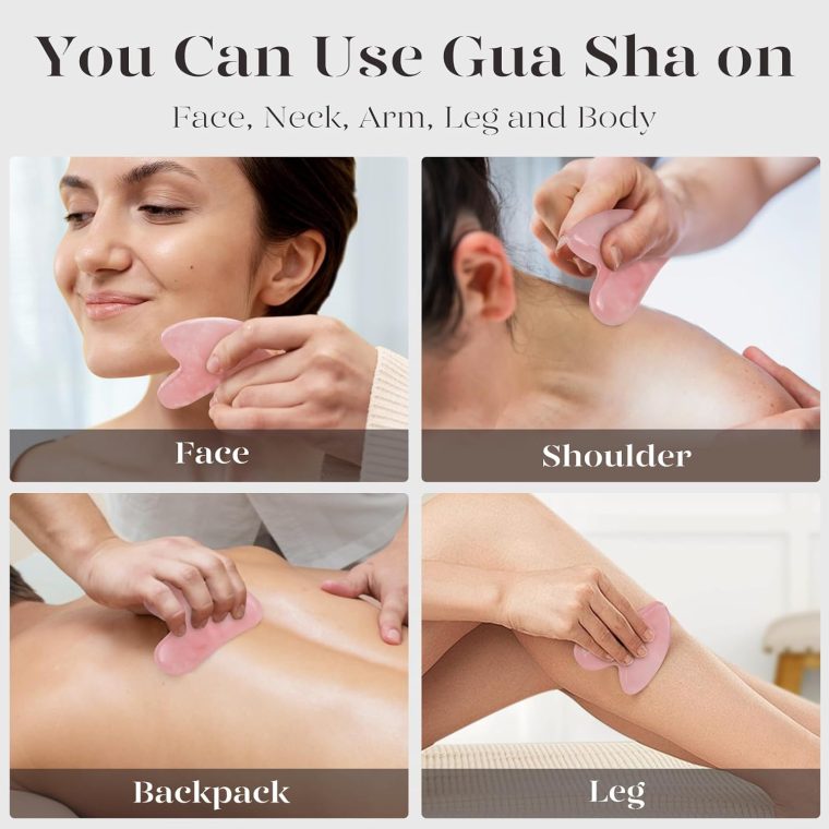BAIMEI Gua Sha Facial Tool for Self Care, Massage Tool for Face and Body Treatment, Relieve Tensions, Reduce Wrinkles and Redness, Skin Care Tools for Men Women - Rose Quartz - Image 5