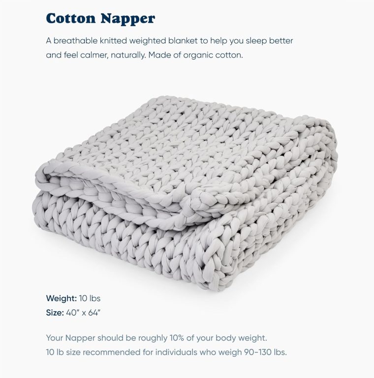 Bearaby Cotton Hand-Knit Weighted Blankets for Adults - Chunky Knit Blanket - Sustainable, Breathable, Organic, Cooling Weighted Blanket - Machine Washable (Moonstone Grey, 10 lbs, 40"x64") - Image 2
