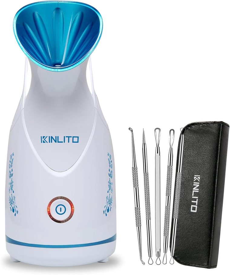 Facial Steamer Ionic Face Steamer for Home Facial, Warm Mist Small Facial Steamer for Deep Cleaning Unclog Pores with Blackhead Remover, Aromatherapy Kit for Personal Home SPA (Blue)