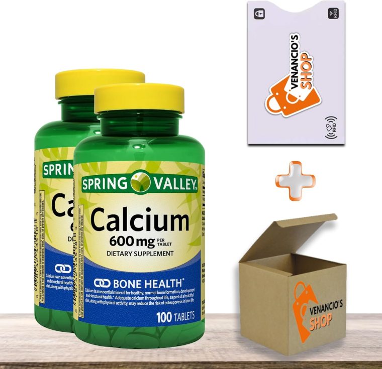 Calcium 600 mg 100 Tablets, Dietary Supplement, Bone Health Calcium by Spring Valley (Pack of 2)
