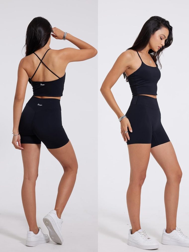Danysu Sculpt Workout Tank Tops Women Backless Longline Sports Bras Strappy Padded Yoga Top - Image 6