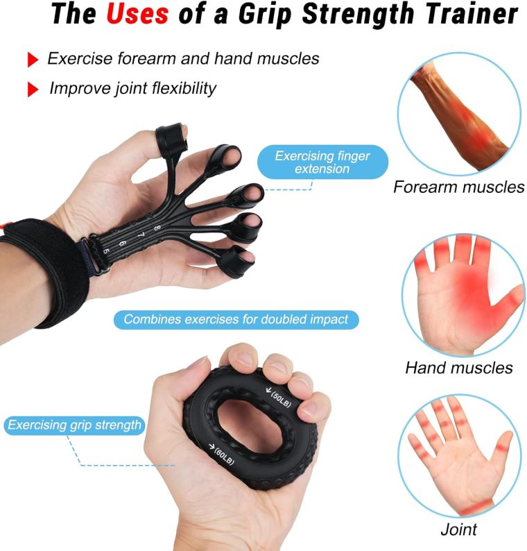 Grip Strength Trainer,4 Pcs Gripster, 8-Gear Strength Adjustment, Used to Exercise Finger Strength, Flexibility and Physical Recovery of Hands. Simultaneous Grip Strength and Tension Exercise. - Image 2