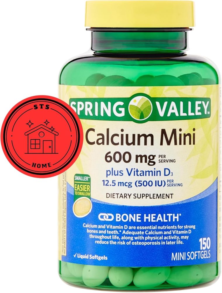 Spring Valley Calcium Plus Vitamin D3 150 Mini Softgels | Calcium Supplement | CaIcium mini softgels | CaIcium 600 mg with Vitamin d3 | 150 Mini Softgels + STS Sticker - Image 3