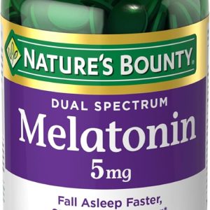 Nature's Bounty Melatonin 5mg Dual Spectrum, 100% Drug Free Sleep Supplement, Quick Release and Extended Release, Promotes Relaxation and Sleep Health, 60 Bi-Layer Tablets