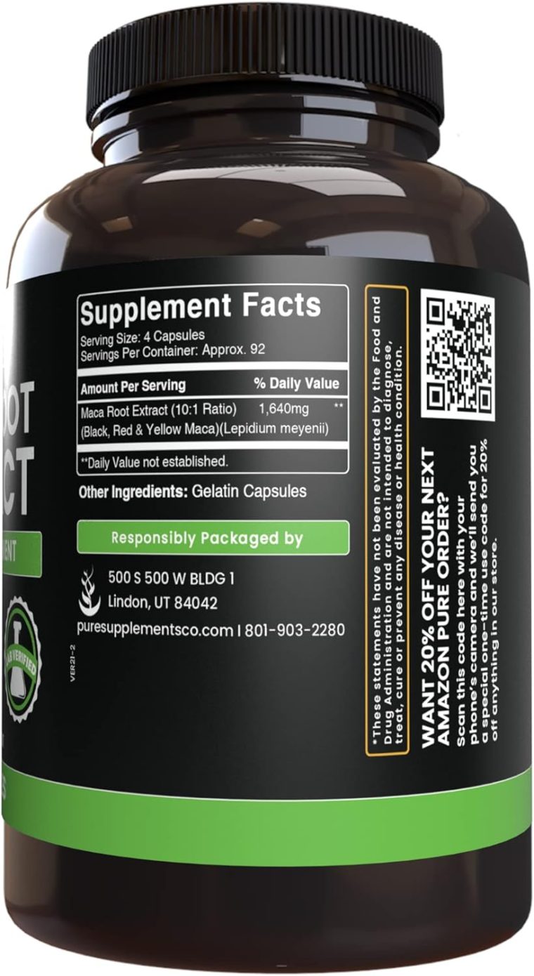 Pure Original Ingredients Maca Root (365 Capsules) No Magnesium Or Rice Fillers, Always Pure, Lab Verified - Image 4