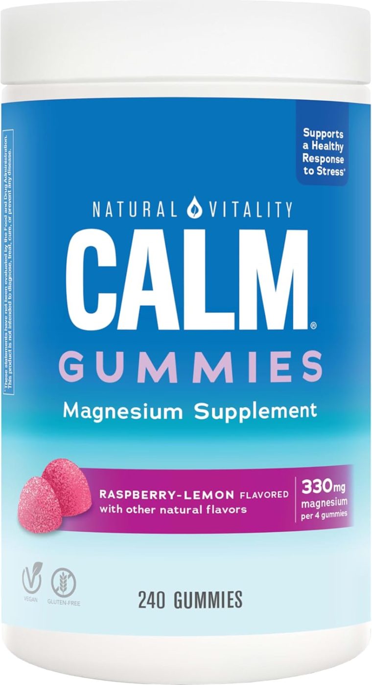 Natural Vitality Calm, Magnesium Citrate Supplement, Stress Relief Gummies, Supports a Healthy Response to Stress, Gluten Free, Vegan, Raspberry Lemon, 240 Gummies (Packaging May Vary) - Image 8