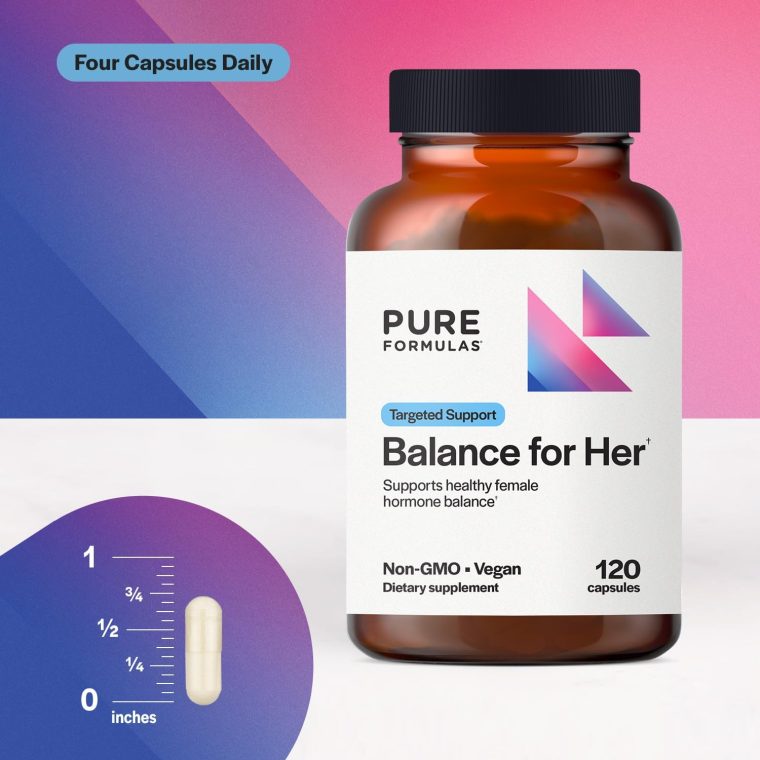 PureFormulas Balance for Her - Hormone Balance for Women - DIM, Black Cohosh, Calcium D-Glucarate, EGCg Green Tea Extract & Chaste Tree Supplement for Mood Support & Estrogen Metabolism -120 Capsules - Image 4