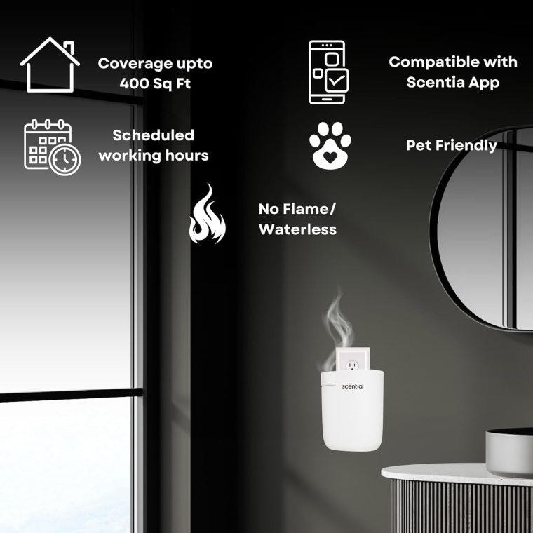 Home Scent Diffuser Starter Kit |Plug in Waterless Aroma Diffuser for Essential Oils | for Home, Office,Spa, Smart App | Covers up to 500 Sq. Ft. | White | 20ml Oil Included- Best Gift - Image 5