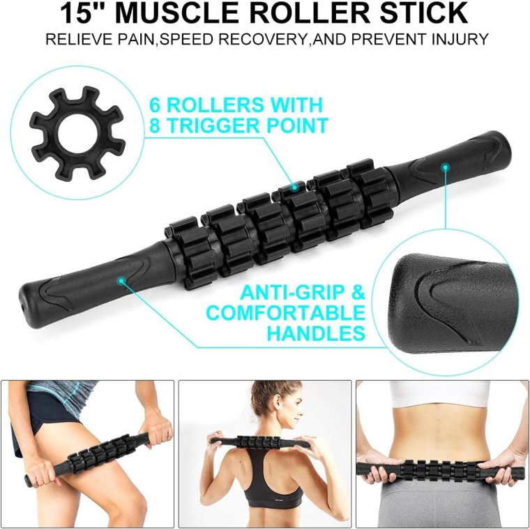 Foam Roller Set - High Density Back Roller, Muscle Roller Stick,2 Foot Fasciitis Ball, Stretching Strap, Massager Ball for Whole Body Physical Therapy & Exercise, Yoga, Back Pain, Leg, Deep Tissue - Image 4