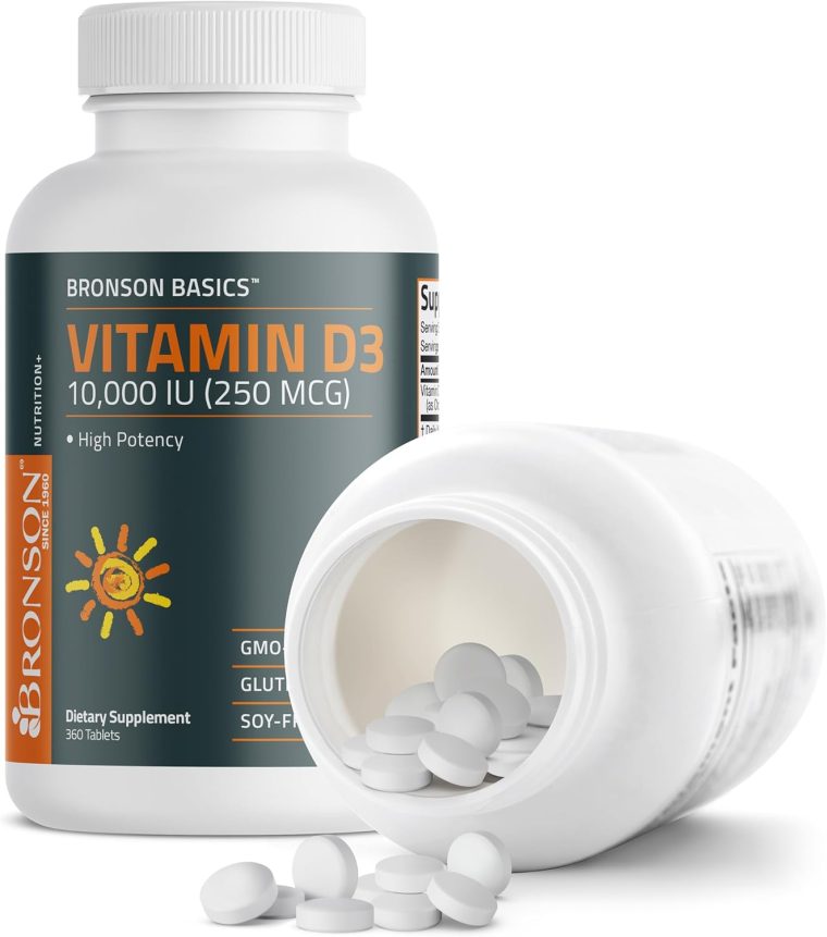 Bronson Vitamin D3 10,000iu (250mcg) 1 Year Supply for Healthy Muscle Function and Immune Support, Non-GMO, 360 Tablets - Image 6
