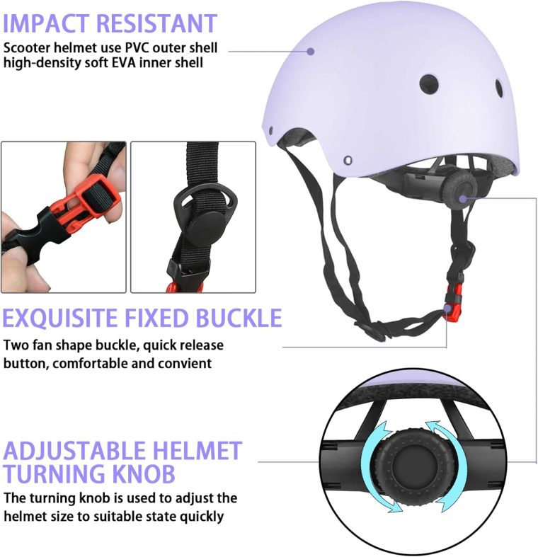 WayEee Kids Bike Helmet Set Skateboard Knee Pads, Helmet Pad Set Protective Gear Set Adjustable for Girls Kids 3-10 Helmet Elbow Pads Wrist Guards for Sport Cycling Bike Roller Skating Scooter - Image 4