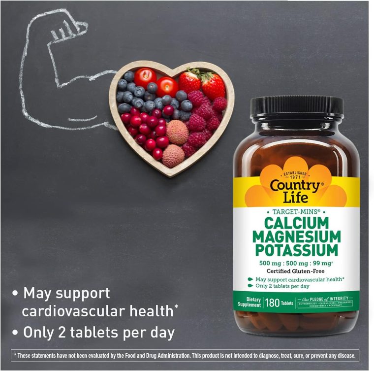 Country Life Target Mins - Calcium Magnesium Potassium Bone & Heart Health Supplement, 1000mg Calcium, 500mg Magnesium, Supports Calcium Utilization, 180 Tablets – Certified Gluten Free & Vegan - Image 7
