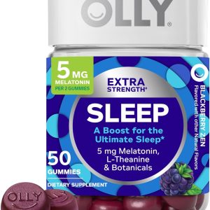 OLLY Extra Strength Sleep Gummy, 5 mg Melatonin, L-Theanine, Chamomile, Lemon Balm, Sleep Aid, BlackBerry - 50 Count