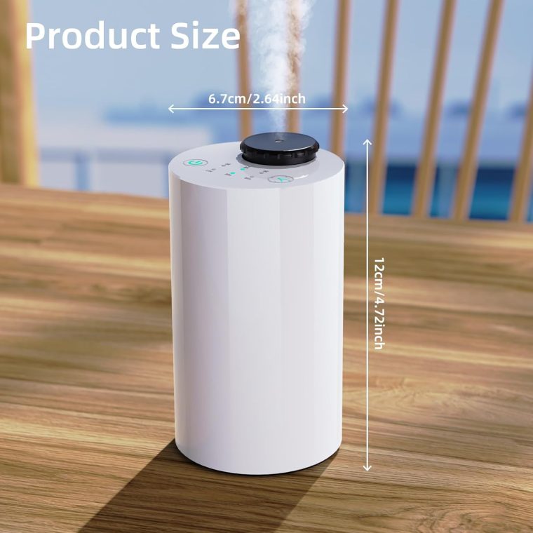 Waterless Essential Oil Diffuser Aromatherapy Scent Diffusers for Home Large Room, Bedroom, Car, Office, Desk, Battery Operated Mini Portable Air Freshener,4 Timers & 3 Mist Levels (White) - Image 6